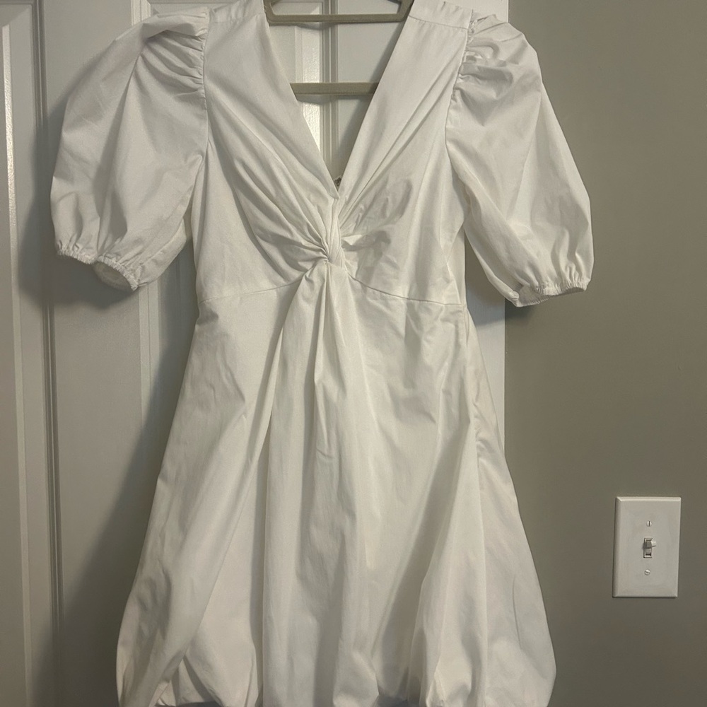 Pinch White Puff Sleeve Mini Dress